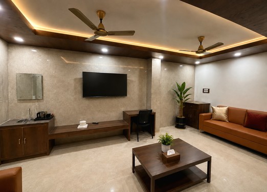 <p>Experience a spacious and comfortable stay in this premium suite, offering a relaxing setting and suitable sleeping arrangements for families or groups.</p>